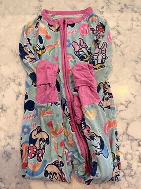 Disney Kids One Piece Pajama - Blue and Pink Little Sleepies Zippy 12-18 months
